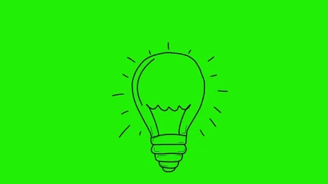Animated Hand-Drawn Light Bulbs on Green Screen, Doodle Style, Idea Stock-Footage 320355699