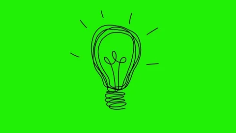 Animated Hand-Drawn Light Bulbs on Green Screen, Doodle Style, Idea Stock-Footage 320355700