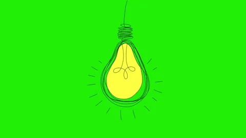 Animated Hand-Drawn Light Bulbs on Green Screen, Doodle Style, Idea Stock-Footage 320355710