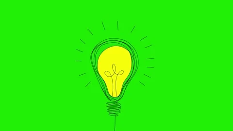 Animated Hand-Drawn Light Bulbs on Green Screen, Doodle Style, Idea Stock-Footage 320355711