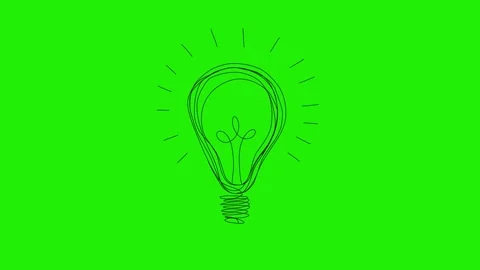 Animated Hand-Drawn Light Bulbs on Green Screen, Doodle Style, Idea Stock-Footage 320355716