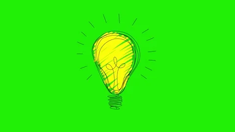 Animated Hand-Drawn Light Bulbs on Green Screen, Doodle Style, Idea Stock-Footage 320355717