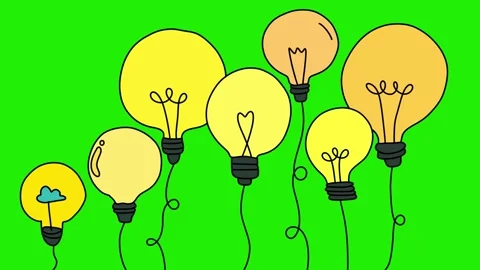 Animated Hand-Drawn Light Bulbs on Green Screen, Doodle Style, Idea Stock-Footage 320355769
