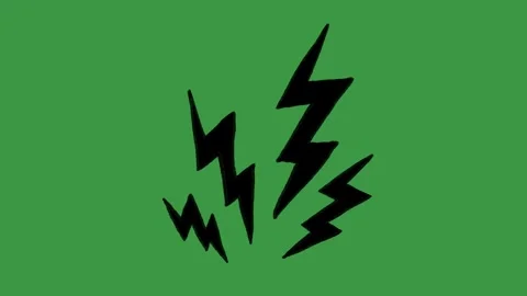 Animated Hand-Drawn Lightning Bolt Green Screen.  Doodle Element. Video stock 320844563