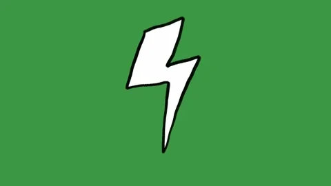 Animated Hand-Drawn Lightning Bolt Green Screen.  Doodle Element. Video stock 320844569