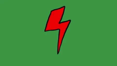Animated Hand-Drawn Lightning Bolt Green Screen.  Doodle Element. Video stock 320844571