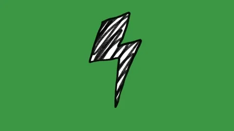 Animated Hand-Drawn Lightning Bolt Green Screen.  Doodle Element. Video stock 320844576
