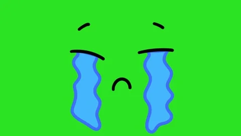 Animated Hand Drawn Loud Crying Tears Face Green Screen Overlay 库存影片 340532064