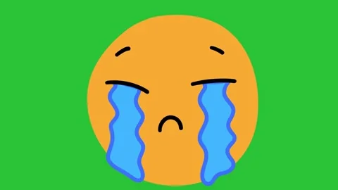 Animated Hand Drawn Loud Crying Tears Emoji Face Green Screen Overlay 動画素材 340532152