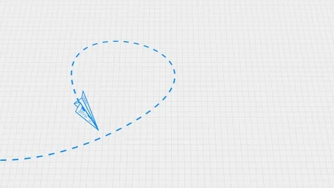 Animated hand drawn paper planeAirplane hand drawn. Airplane flying on a Stock Footage