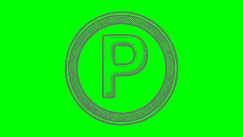 Animated Hand-Drawn Parking Symbol on Green Screen with Flashing Effect Stock Footage 338201865