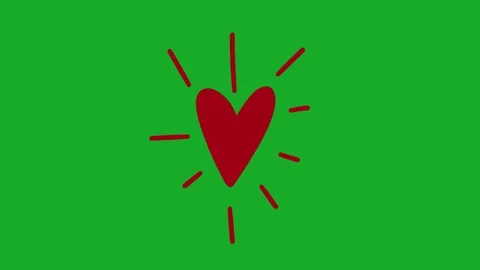 Animated Hand Drawn Pulsing Red Heart Effect Green Screen Overlay Stock Footage 340531949