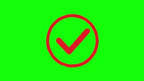 Animated Hand Drawn Red Check Mark Green Screen Stock Footage 312415859