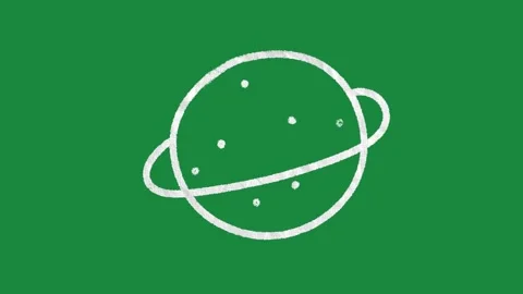 Animated Hand Drawn Saturn Planet Space Doodle on Green Screen Vidéo 334579539