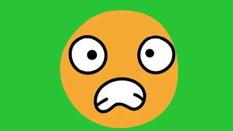 Animated Hand Drawn Scared Shocked Worried Emoji Face Green Screen Overlay Vídeo Stock 340532092
