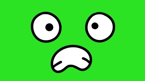 Animated Hand Drawn Scared Worried Face Green Screen Overlay 動画素材 340532040