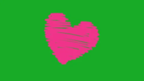 Animated Hand Drawn Scribble Pink Heart Effect Green Screen Overlay Stockbeeldmateriaal 340531848
