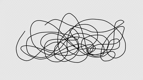 Animated Hand Drawn Scribble Tangled Line Confusion Motion Graphics Overlay Stock-Footage 347356927
