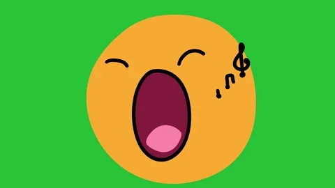 Animated Hand Drawn Singing Emoji Effect Green Screen Overlay Vídeo Stock 340532087