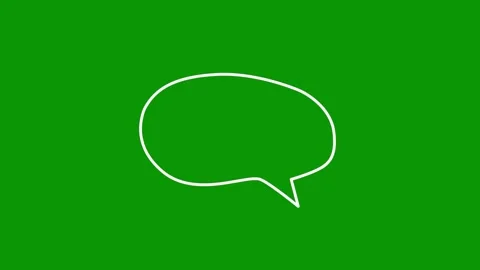 An animated hand drawn tiny oval speech bubble in white outline on chroma Видео 346824794