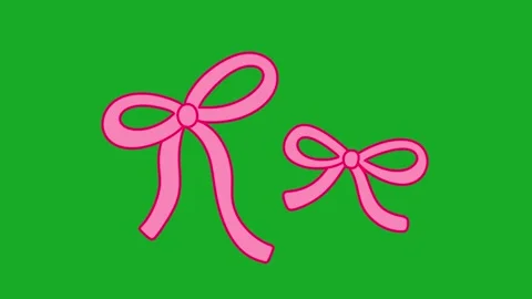 Animated Hand Drawn Two Pink Bows Effect Green Screen Overlay Stockbeeldmateriaal 340531514
