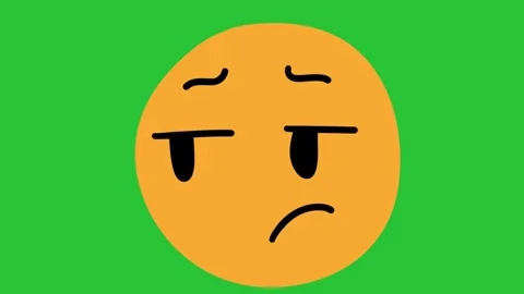 Animated Hand Drawn Unimpressed Bored Emoji Effect Green Screen Overlay Stockbeeldmateriaal 340532082