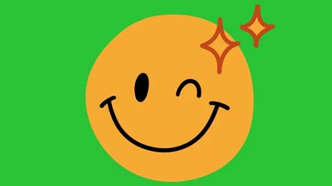 Animated Hand Drawn Winking Sparkle Happy Emoji Face Green Screen Overlay 動画素材 340532138
