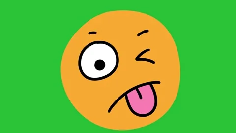 Animated Hand Drawn Winking Tongue Out Emoji Effect Green Screen Overlay Vídeos de archivo 340532156