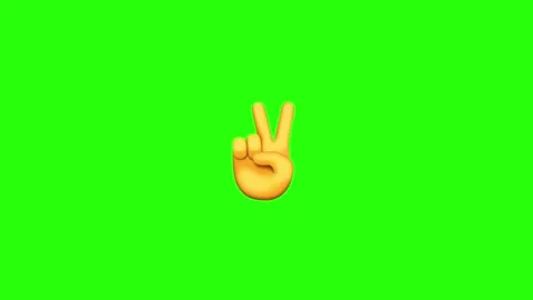Animated hand gesturing victory on green screen background Stock Footage 329406428