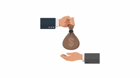 Animated Hand Holding and Giving Money Bag Motion Graphic Video stock 337458034