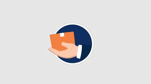 Animated Hand Holding a Delivery Package Icon - Transparent Stock Footage 342369420