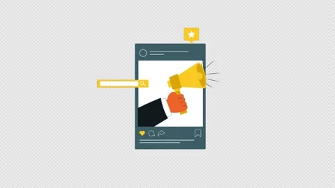 Animated Hand Holding Megaphone. Digital Marketing Video Transparent Stock Footage 323417062