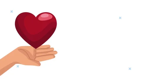 Animated hand holding a vibrant red heart, symbolizing love, care, and comp.. Vídeos de archivo 333606019