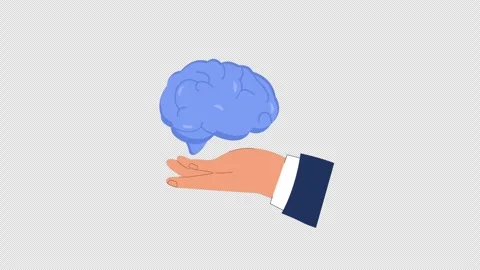 Animated Hand with Human Brain Video - Transparent Stock Footage 337358662