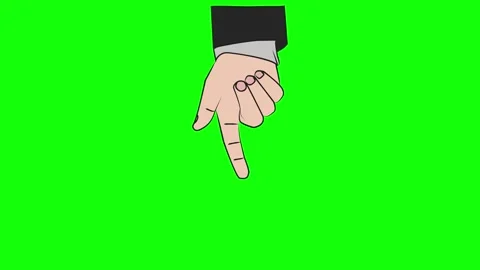 Animated hand pointing and pressing downward on a green screen background. Stock Footage 321009393