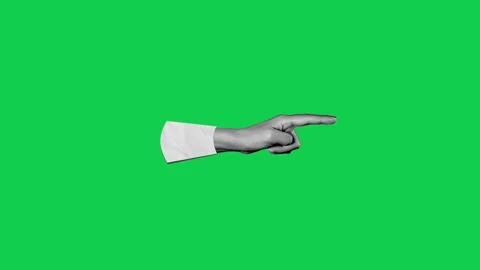 Animated hand pointing right on green screen background perfect Stock Footage 309099660
