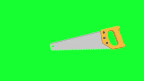 Animated hand saw woodworking tool loop on green screen background for carp.. Stock Footage 340382645