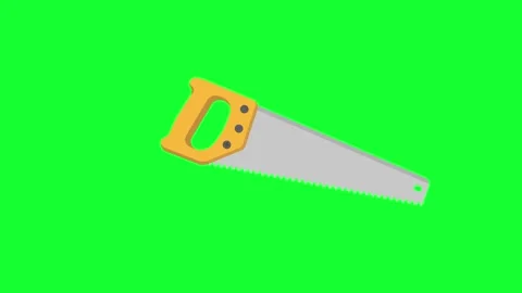 Animated hand saw woodworking tool loop on green screen background for carp.. Stock Footage 340382647