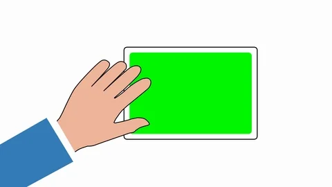 Animated hand showing touch gesture on tablet in green screen. Vidéo 111445503