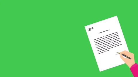 Animated Hand Signing Document on Green Screen Stock Footage 311874682