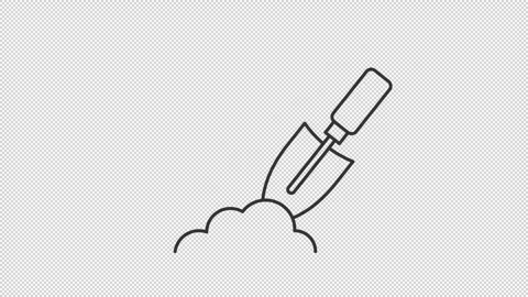 Animated hand trowel line icon Stock Footage 312201996