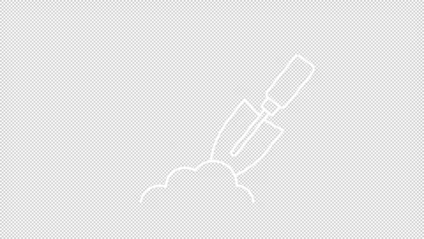 Animated hand trowel white line icon Stock Footage 312209051