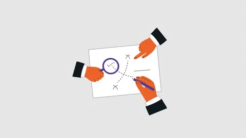 Animated Hands Analyzing Strategy Plan on Paper Video - Transparent Stock Footage 323060521