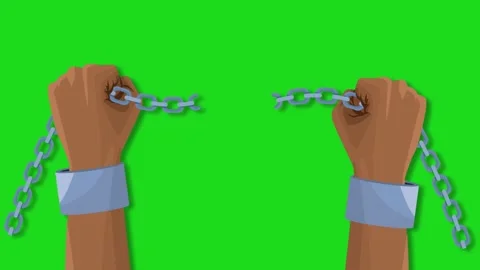Animated Hands Breaking Chains on Green Screen for Emancipation Day and Fre.. Stock Footage 343602780