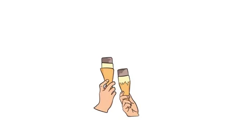 Animated Hands Clinking Ice Cream Cones in Celebration Stock Footage 313813347