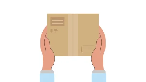 Animated hands delivering a cardboard package Stock Footage 302360828