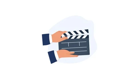 Animated Hands Holding and Closing a Film Clapperboard - Transparent Stock Footage 341504934