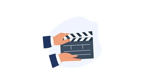 Animated Hands Holding and Closing a Film Clapperboard Stock Footage 341505001