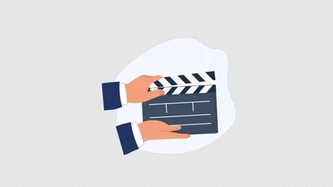Animated Hands Holding and Closing a Film Clapperboard - Transparent Stock Footage 341505109