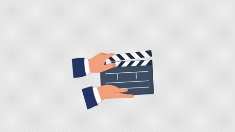 Animated Hands Holding and Closing a Film Clapperboard - Transparent Stock Footage 341505183
